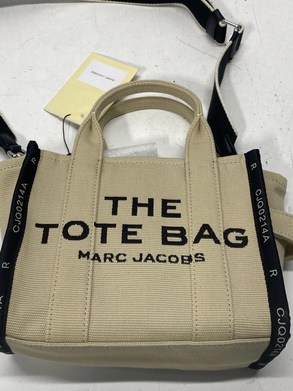 Marc Jacobs Beige Canvas Tote with Black Logo and Straps